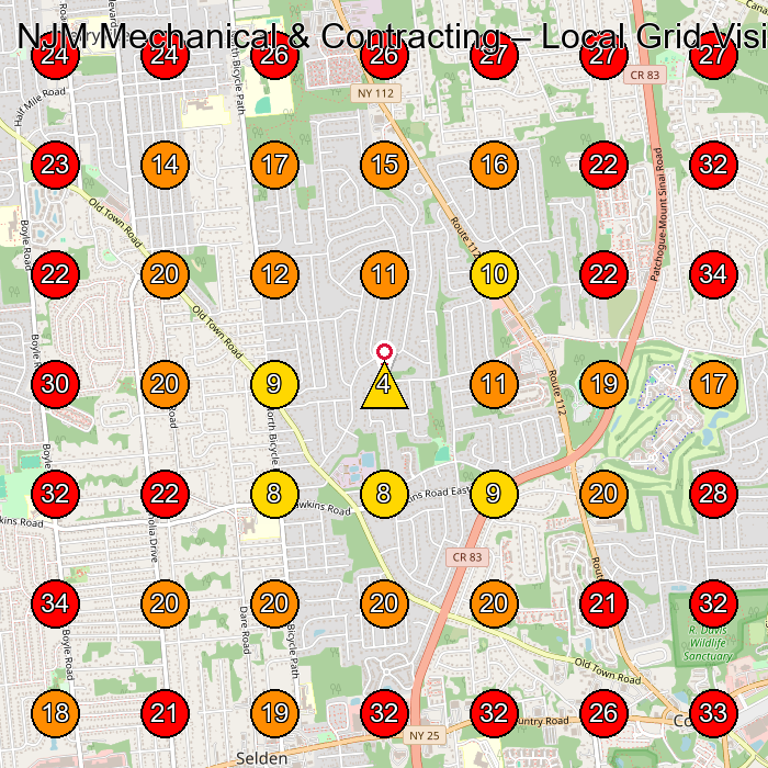 NJM Mechanical & Contracting GeoGrid visibility map for Hvac Contractor in Port Jefferson Station